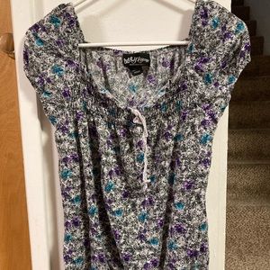 Grey Floral Self Esteem Blouse